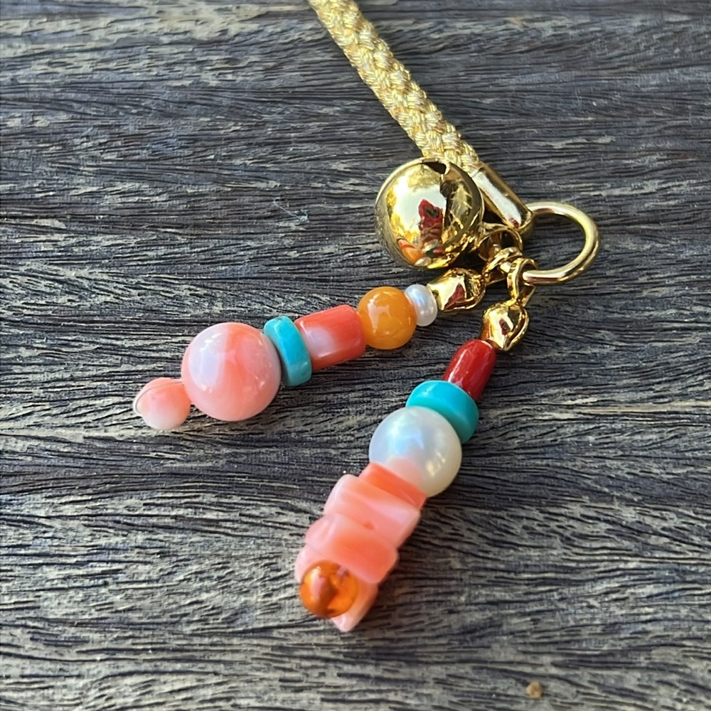 Multigem charm strap with real stones
